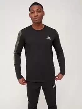 adidas Camo Long Sleeve T-Shirt - Black/White Size M Men