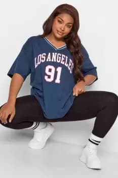 'New York' Slogan V-Neck T-Shirt