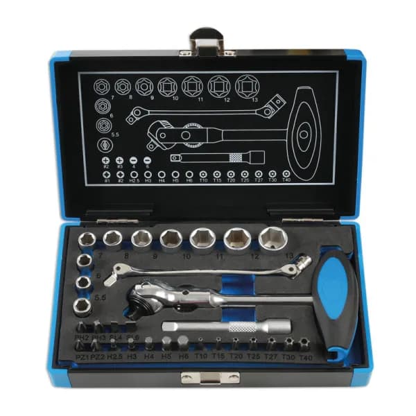 Roto Lock Socket and Bit Set 1/4D 31pc 6916 - Laser Tools