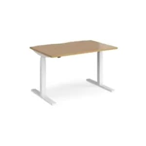Height Adjustable Desk Rectangular Desk 1200mm Oak Tops With White Frames 800mm Depth Elev8 Touch