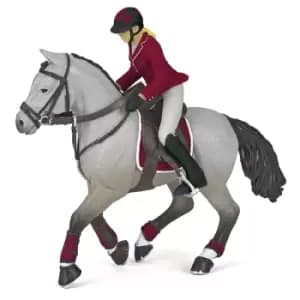 PAPO Horses and Ponies Competition Horse and Horsewoman Toy Figure, Three Years or Above, Grey (51563)