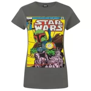 Star Wars Womens/Ladies Boba Fett Comic T-Shirt (L) (Charcoal)