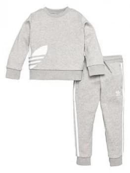 Adidas Originals Youth Bg Trefoil Crew And Jogger - Grey