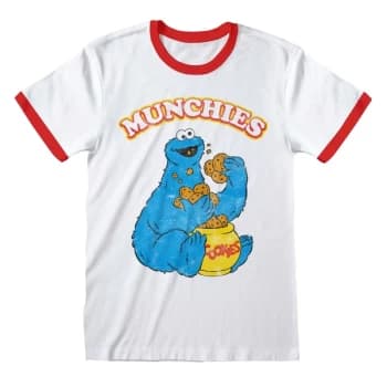 Sesame Street - Munchies Unisex Large T-Shirt Ringer - White