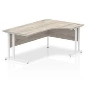 Trexus Radial Desk Right Hand Silver Cable Managed Leg 1800mm Grey Oak