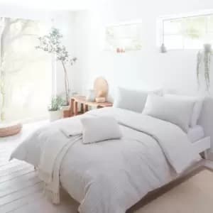 Drift Home Ellis Stripe Sustainable Eco-Friendly Reversible Duvet Cover Set, Natural, Double