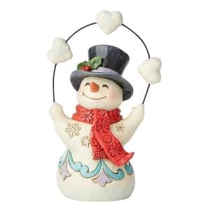 Pint Sized Snowman Juggling Hearts and Snowballs
