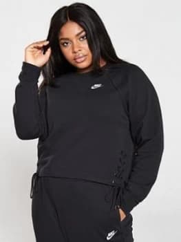Nike NSW Essential Tie Sweat (Curve) - Black, Size 26-28=3X, Women