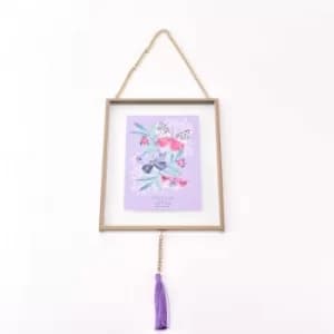 Frida Gold Effect Hanging Photo Frame with Tassle 4" x 6"