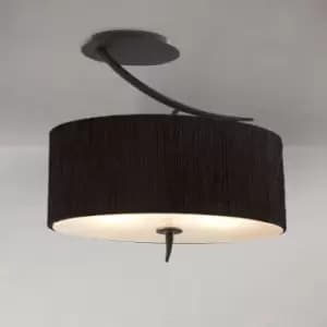 Eve semi-ceiling light 2 bulbs E27, anthracite with Black oval lampshade