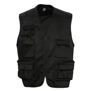 SOLS Wild Unisex Full Zip Waistcoat Bodywarmer Jacket (3XL) (Black)