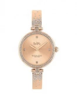 Coach Coach Park Swarovski Crystal Bezel Rose Tone Bangle Watch