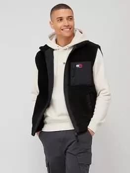 Tommy Jeans Tjm Mix Media Sherpa Vest - Black, Size 2XL, Men