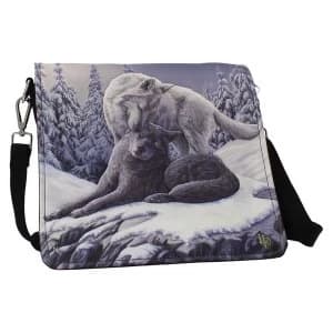 Snow Kisses Wolf Embossed Shoulder Bag