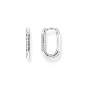 Sterling Silver White Hoop Earrings CR675-643-14