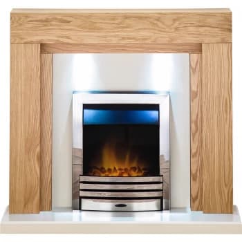 Adam Beaumont Fireplace Suite in Oak with Eclipse Electric Fire in Chrome