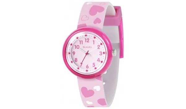 Tikkers Tikkers Time Teacher Heart Printed Pink Silicone Strap Watch