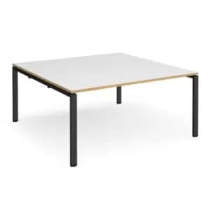 Adapt boardroom table starter unit 1600mm x 1600mm - Black frame and white top with oak edging