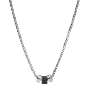 Fossil Caravan Mens Stainless Steel Black Lava Necklace