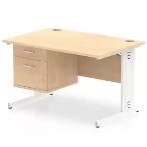 Impulse 1200 Rectangle White Cable Managed Leg Desk MAPLE 1 x 2 Drawer