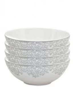 Monsoon Denby Filigree Silver Cereal Bowls ; Set Of 4