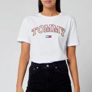 Tommy Jeans Womens Neon Collegiate T-Shirt - Classic White - L