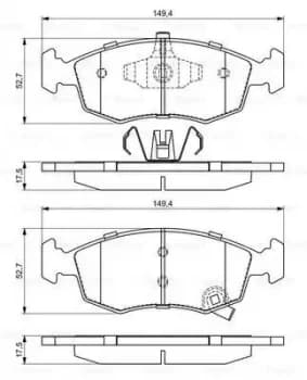 Bosch 0986494687 Brake Pad Set BP1682 Disc Brake Front Axle