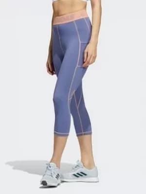 adidas Techfit 3/4 Leggings, Purple/Black Size M Women