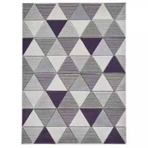 Triangle Geometric Patterned Rug - Grey/Purple