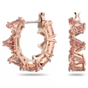 Millenia Hoop Triangle Cut Zirconia Pink Rose Gold-tone Plated Earrings 5614930