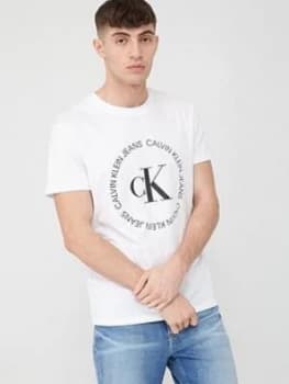 Calvin Klein Jeans Ck Round Logo Regular Fit Short Sleeve T-Shirt - White