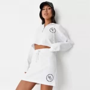 Missguided Mg Cropped Hoody and Skirt Set - White
