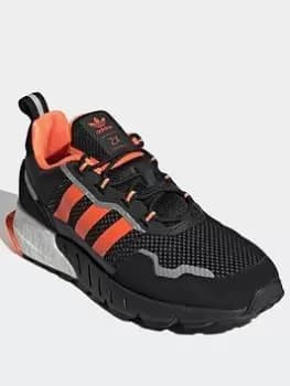 adidas Originals Zx 1k Boost Shoes, Black/Orange/Silver, Size 6, Men