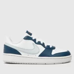 Nike White & Navy Court Borough Low 2 Boys Youth Trainers