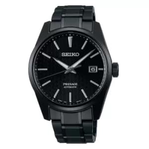 Seiko Presage Sharp Edge Series Automatic Black Dial Black PVD Silver Stainless Steel Mens Watch SPB229J1