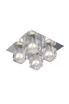 Baily Chrome 4 Light Square Fitting With Ice Cube Glass