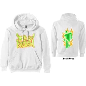 Billie Eilish - Airbrush Flames Blohsh Unisex Large Hoodie - White