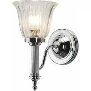 Loops - IP44 Wall Light Ribbed Clear Glass Polished Chrome LED G9 3.5W