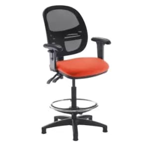 Dams MTO Jota Mesh Back Draughtsmans Chair with Adjustable Arms - Lombok Green