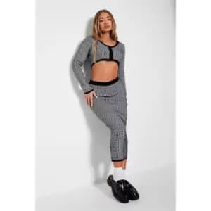 I Saw It First Monogram Knitted Midi Skirt - Black