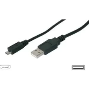 Digitus USB cable USB 2.0 USB-A plug, USB Micro-B plug 1.80 m Black AK-300127-018-S