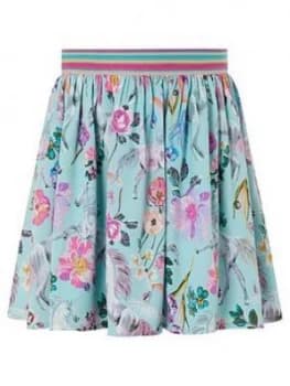 Monsoon Girls S.E.W Armelle Unicorn Print Skirt - Aqua, Size Age: 12-13 Years, Women