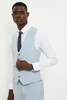 Skinny Fit Pale Blue End On End Waistcoat