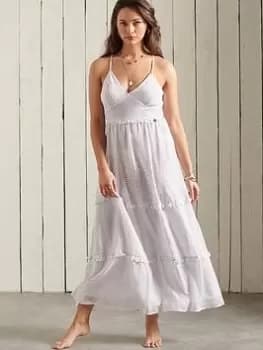 Superdry Margaux Maxi Dress - White, Size 10, Women