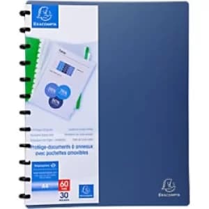 Exacompta PP Display Books with Removable Pkts, A4, 30 Pkts, Grey, Pack of 4