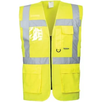 S476 Yellow Sz 4XL Hi-Vis Vest Berlin Executive Pockets Reflective - Portwest