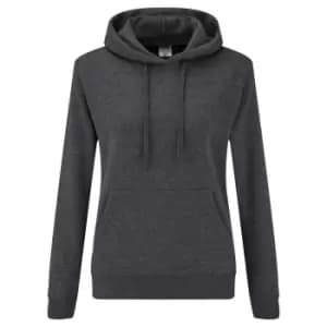 Fruit Of The Loom Ladies Lady Fit Hooded Sweatshirt / Hoodie (M) (Dark Heather)