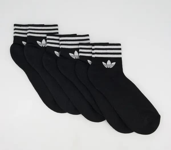 Adidas Trefoil Ankle Socks 3 Pack Black, L