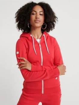 Superdry LA Athletic Zip Through Hoodie - Red , Red, Size 18, Women