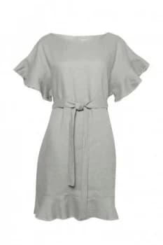 Great Plains Cotton Linen Frill Dress Green